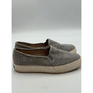 Keds Triple Decker Womens 7.5 Grey Jersey Platform Slip On Sneakers WF57320M